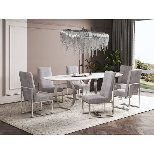 Manhattan Comfort Element Steel Velvet Dining Chair - 