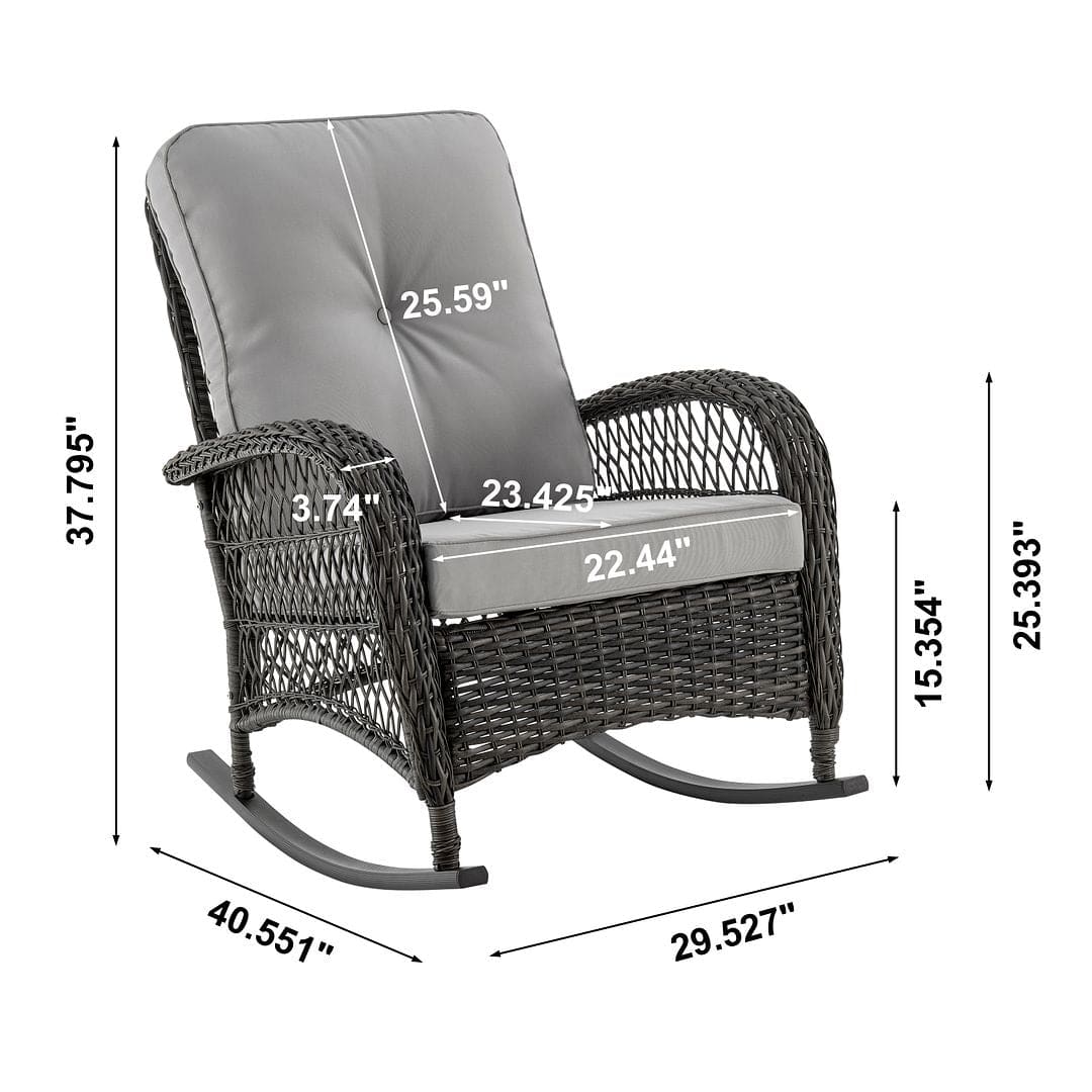Manhattan Comfort Furttuo Steel Rattan Outdoor Rocking Chair