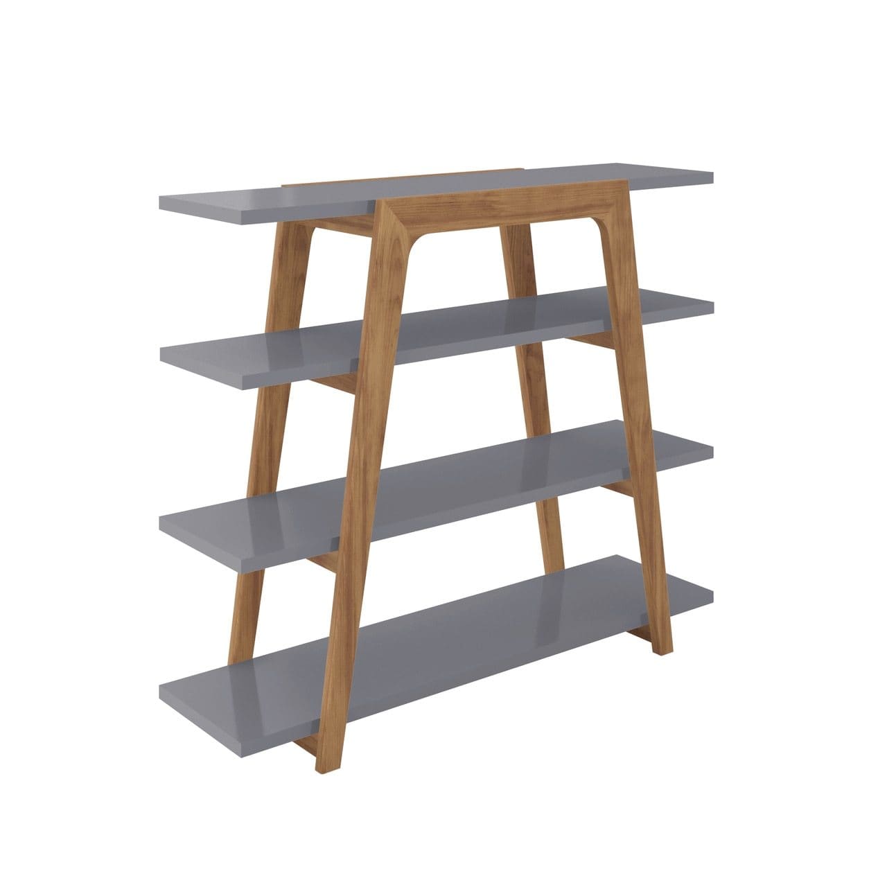 Manhattan Comfort Gowanus Geometric 47.24 Modern Ladder Bookcase with 4 Shelves in Grey 7LC3 810025594107