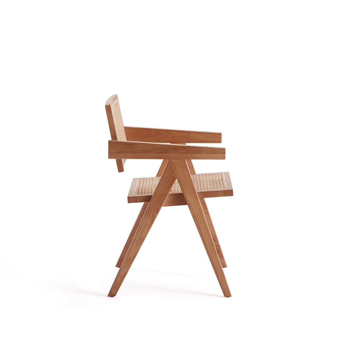 Manhattan Comfort Hamlet Dining Arm Chair in Nature Cane - 