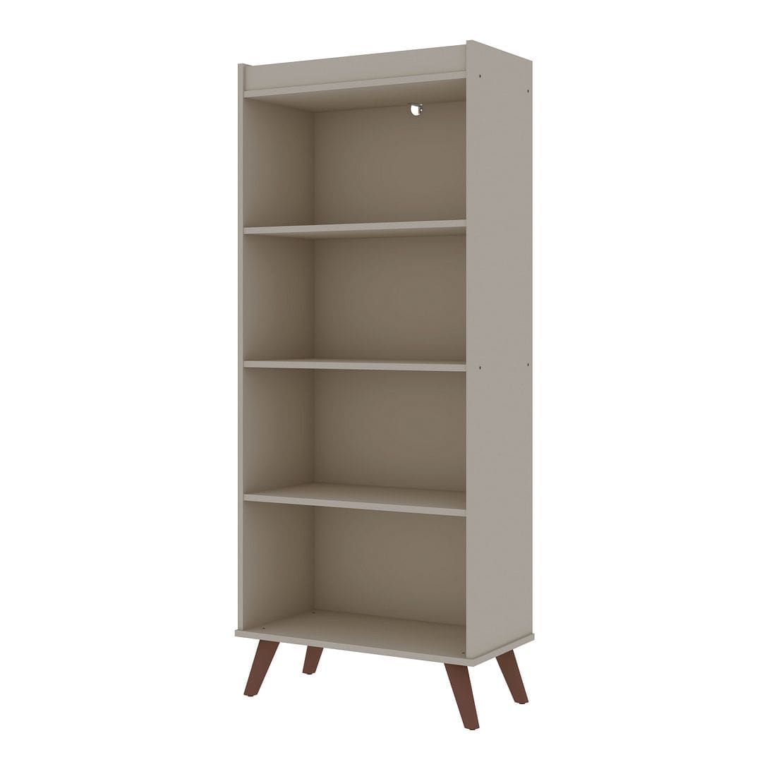 Manhattan Comfort Hampton 4-Tier Bookcase with Solid Wood 