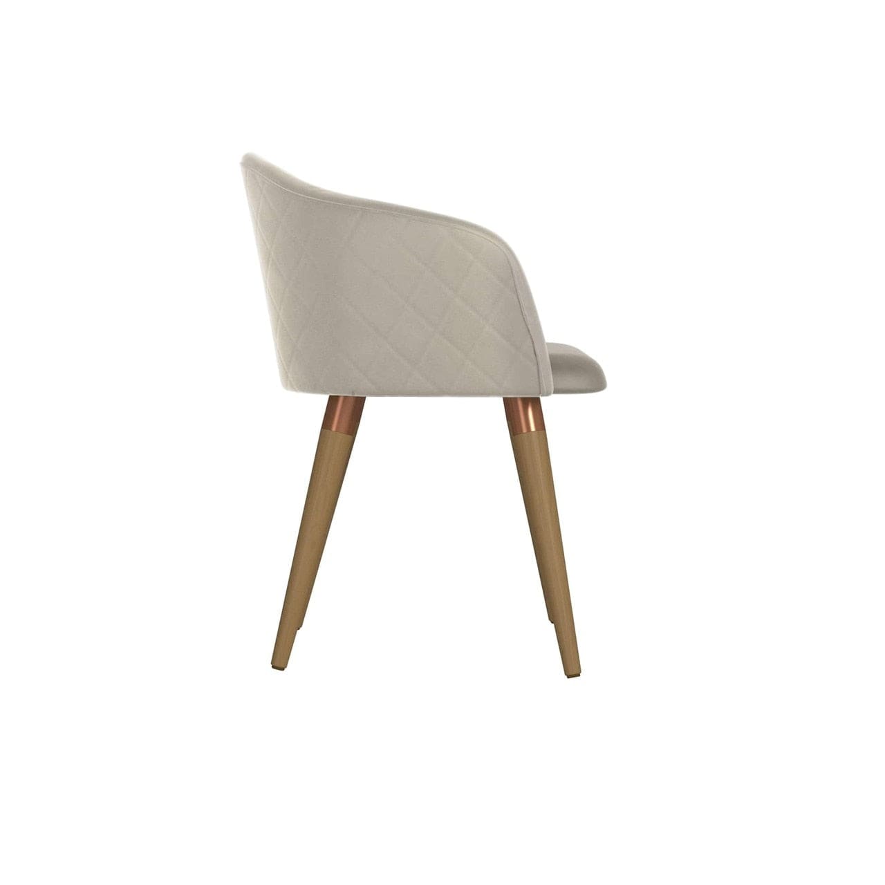 Manhattan Comfort Kari Velvet Matelassé Accent Chair in Beige - Set of 2 1020481 810025591243