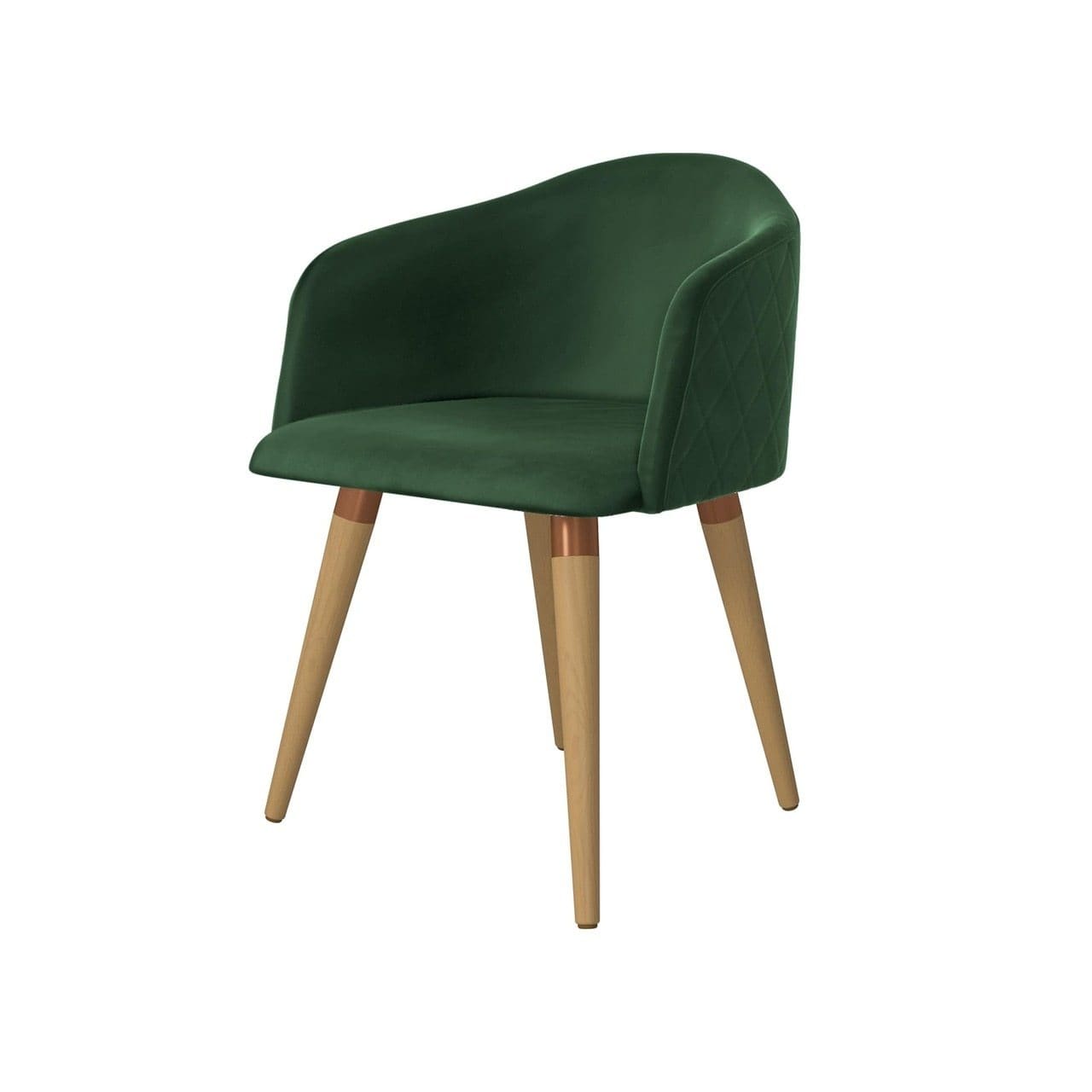 Manhattan Comfort Kari Velvet Matelassé Accent Chair in Green - Set of 2 1020483 810025591267