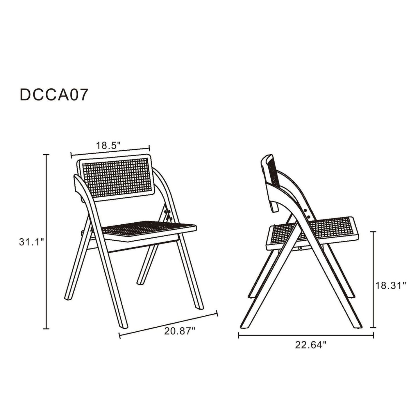 Manhattan Comfort Lambinet Folding Dining Chair in Nature 
