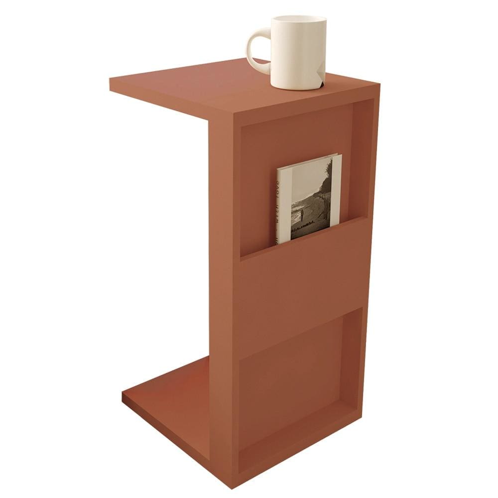 Manhattan Comfort Marine Modern Accent End & Coffee Table w/ Magazine Shelf in Pink - Set of 2 13LC2 810025594312