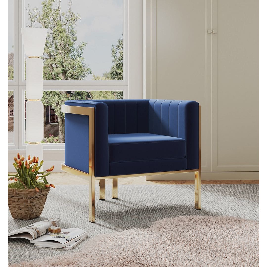 Manhattan Comfort Paramount Royal Blue and Polished Brass 