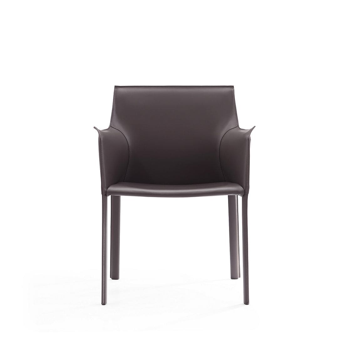 Manhattan Comfort Paris Grey Saddle Leather Armchair - 