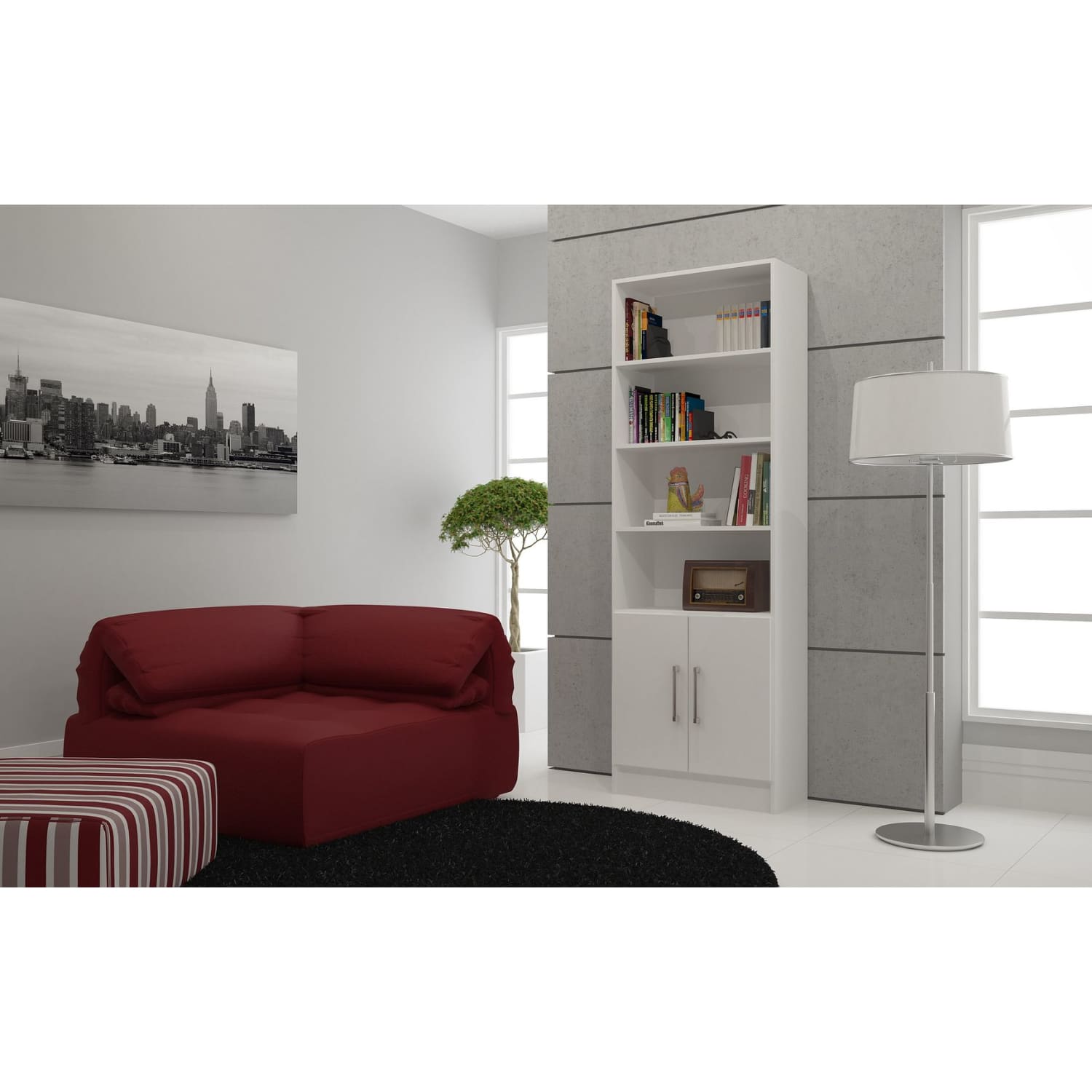 Manhattan Comfort Practical Catarina Cabinet with 6-Shelves 