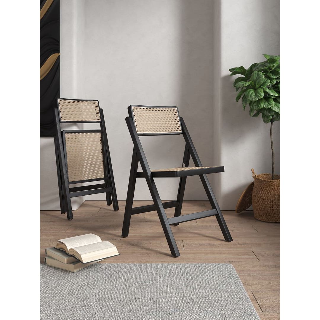 Manhattan Comfort Pullman Folding Dining Chair in Black and 