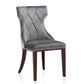 Manhattan Comfort Reine Grey and Walnut Velvet Dining Chair 