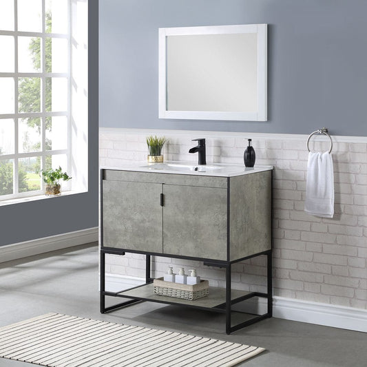 Manhattan Comfort Scarsdale 36 Bathroom Vanity Sink in Grey 