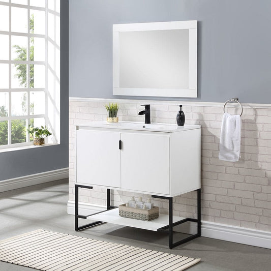 Manhattan Comfort Scarsdale 36 Bathroom Vanity Sink in White