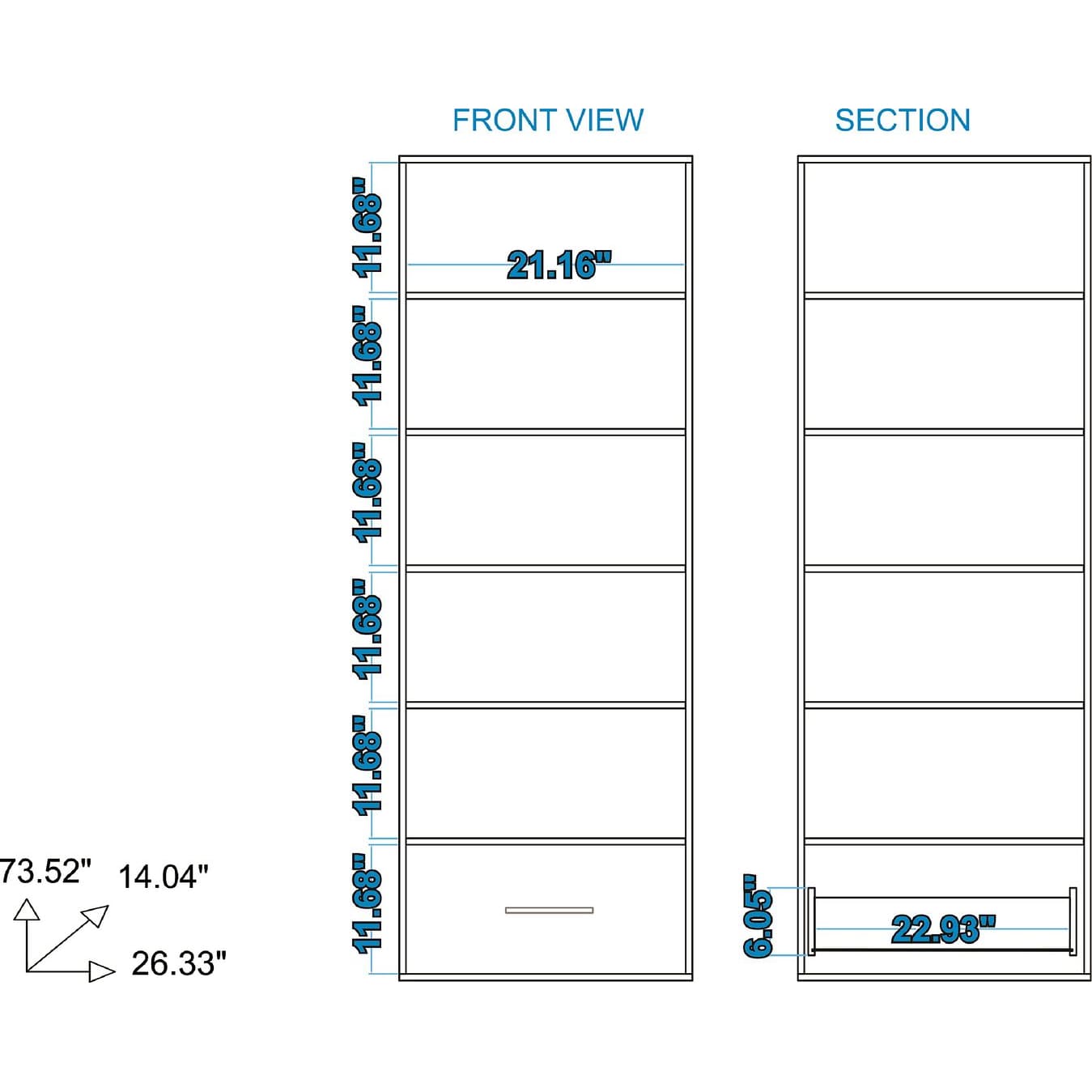 Manhattan Comfort Serra 1.0 5-Shelf Bookcase in White - 