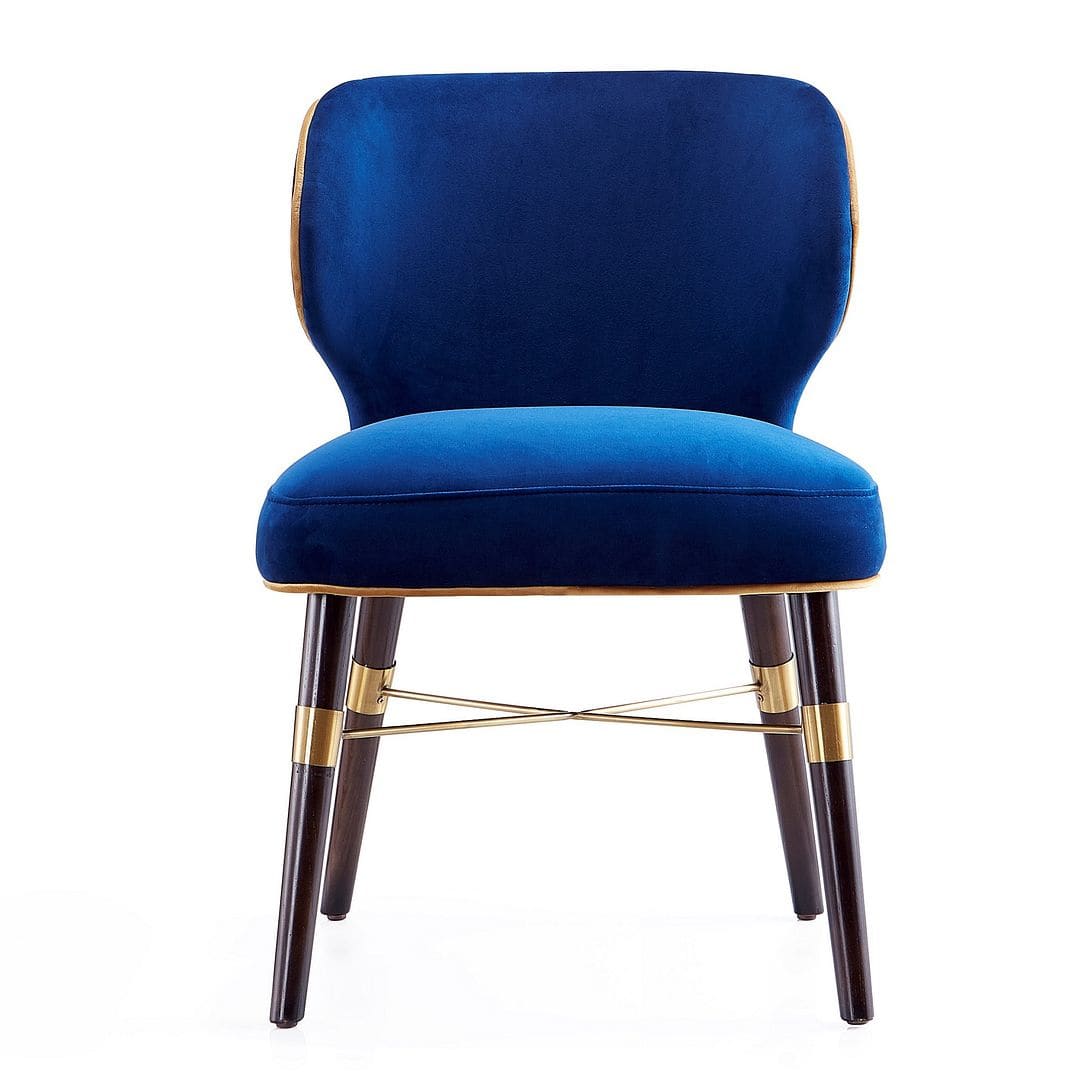 Manhattan Comfort Strine Royal Blue Velvet Dining Chair - 