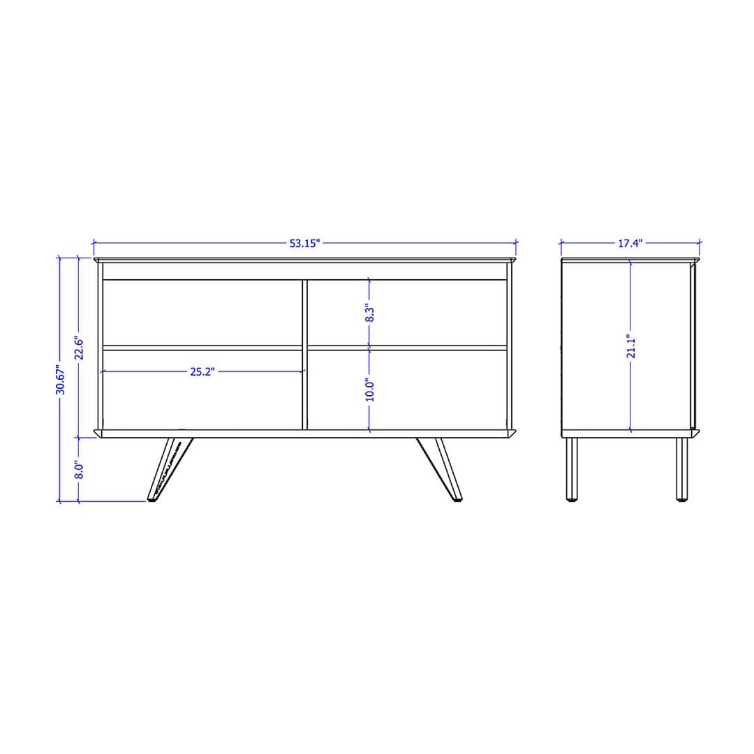 Manhattan Comfort Tudor 53.15 Sideboard with 4 Shelves in 