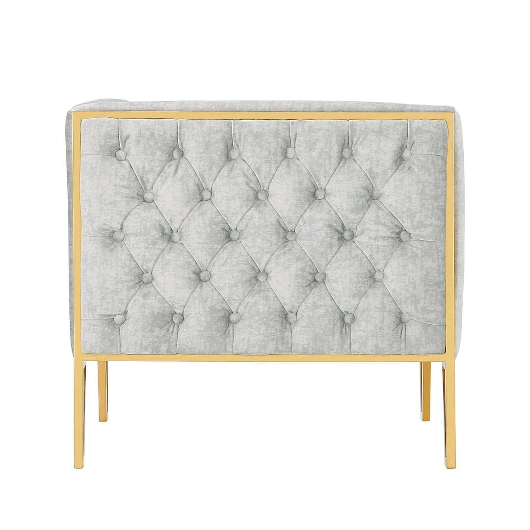 Manhattan Comfort Vector Grey and Gold Velvet Accent Chair -