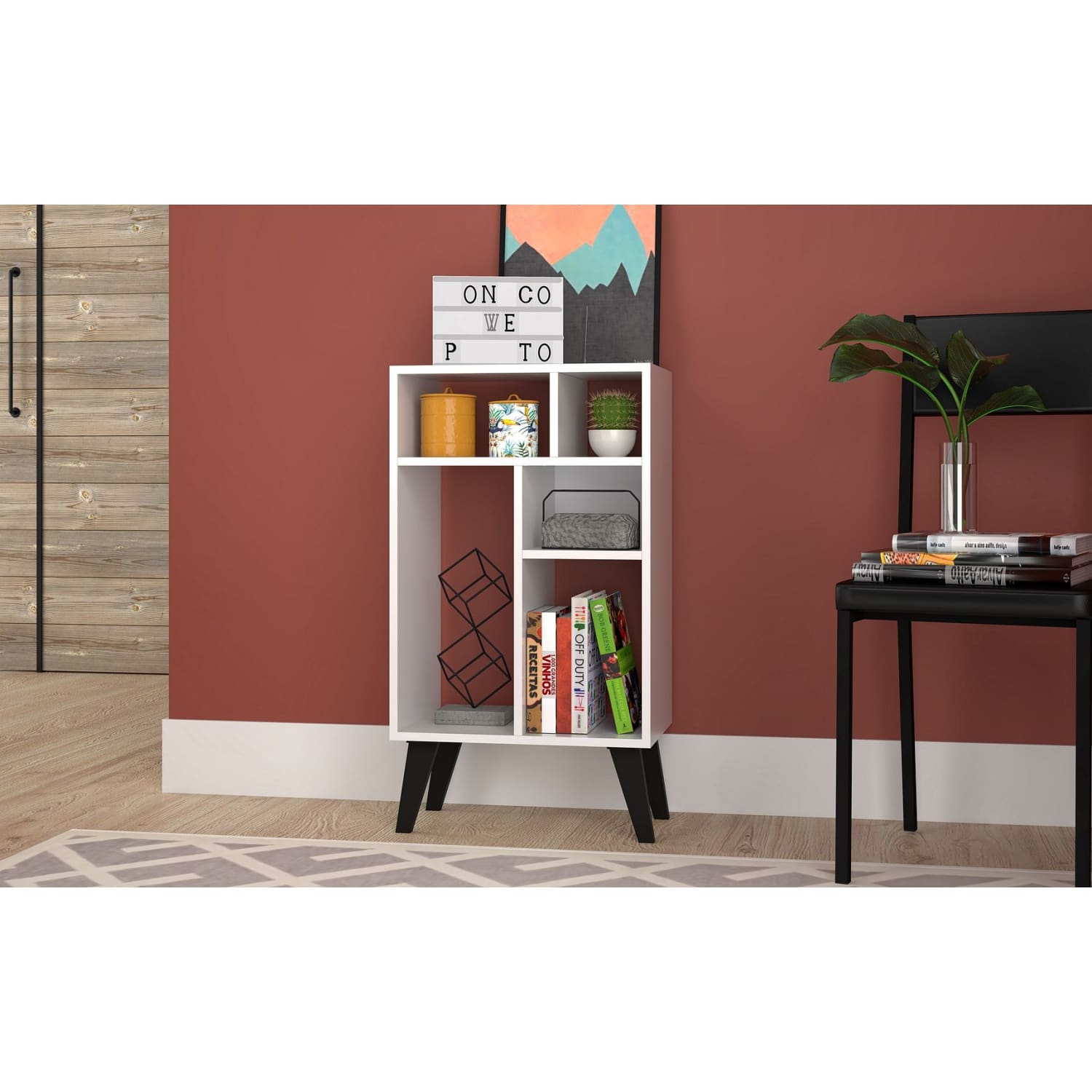Manhattan Comfort Warren Low Bookcase 3.0 with 5 Shelves in 