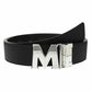 MCM MXB6AVI03BK Men's Claus M Reversible Black / Silver Buckle Belt in Visetos Black - 1.75" 8806195832431
