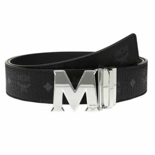 MCM Men’s Claus M Reversible Black / Silver Buckle Belt in 