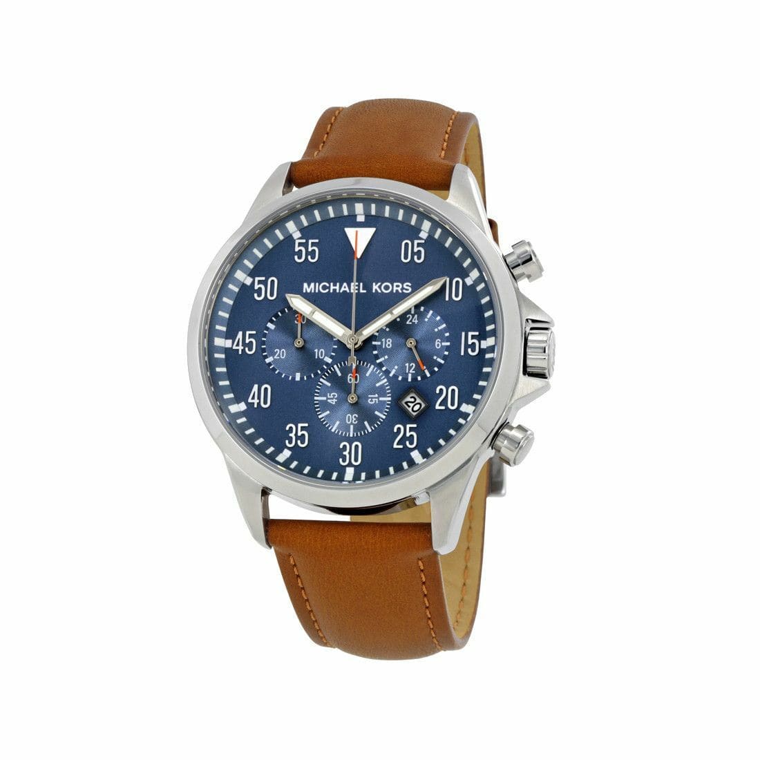 Michael Kors MK8490 Gage Blue Dial Men's Brown Leather Chronograph Watch  796483256569