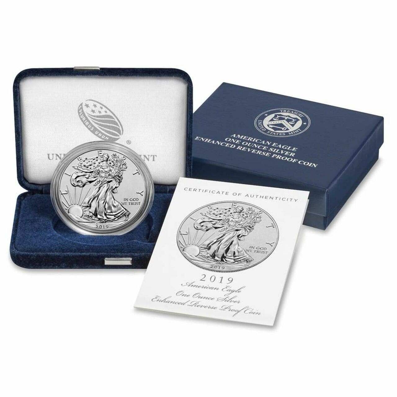U.S Mint American Eagle 2019-S $1 One Ounce Silver Enhanced Reverse Proof Coin w/ COA