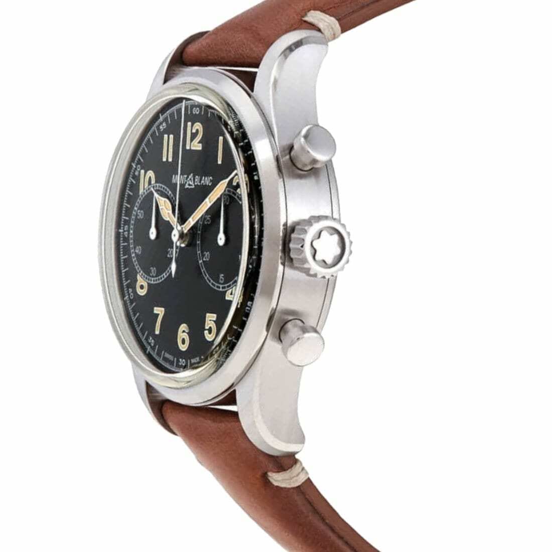 Montblanc 117836 Brown Leather Black Dial Men's Chronograph Automatic Watch 7612582315125