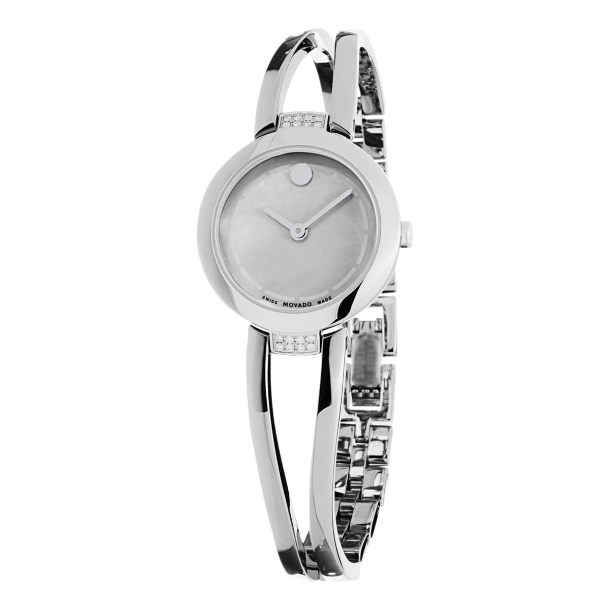 Movado Women’s 0606813 ’Amorosa’ Mother of Pearl Dial Stainless Steel Diamond Bangle Swiss Quartz Watch - On sale