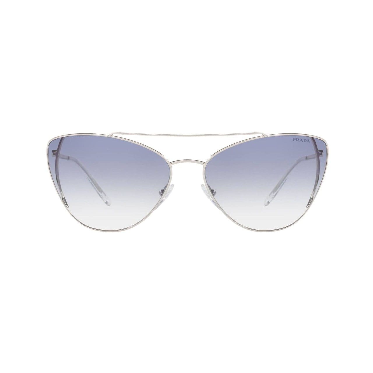 Prada PR65V-1BC8V1 Silver Cat-Eye Clear Light Blue Gradient Lens Sunglasses 8056597037518
