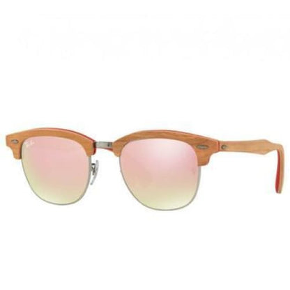 Ray-Ban RB3016M-12197O Clubmaster Wood Red Brown Square 