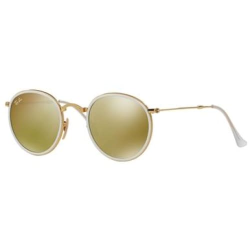 Ray-Ban RB3517-001/93 Round Folding Yellow Flash Lens Gold 