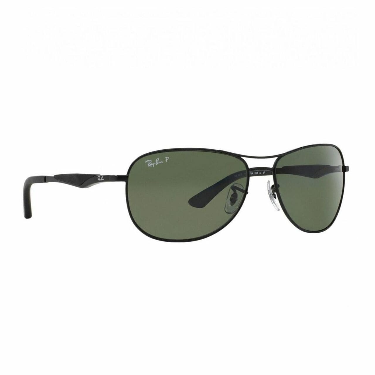 Ray-Ban RB3519-006/9A Matte Black Aviator Green Polarized Lens Sunglasses 8053672233841