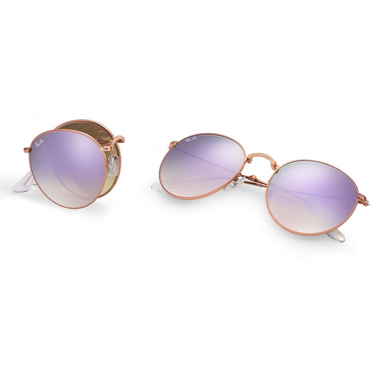 Ray-Ban RB3532-198/7X Bronze Copper Round Lilac Gradient Flash Lens Sunglasses 8053672604412