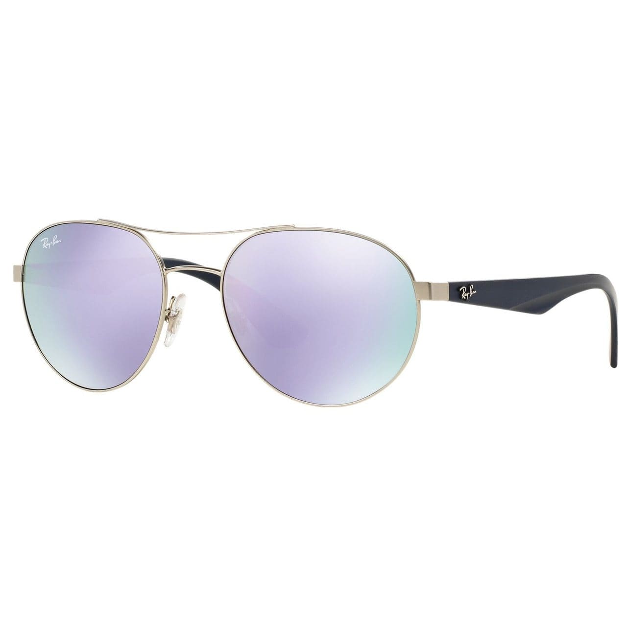Ray-Ban RB3536 019/4V Round Lilac Mirror Silver / Blue Frame Sunglasses 8053672507485