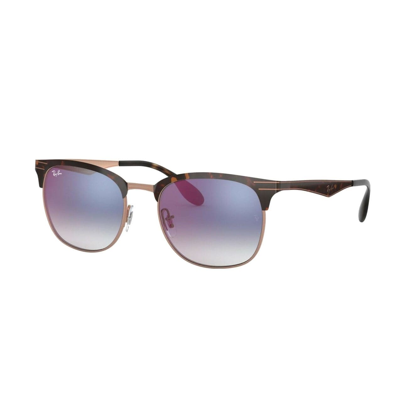 Ray-Ban RB3538-9074X0 Copper Havana Browline Blue Gradient Mirrored Red Lens Sunglasses 8053672926897