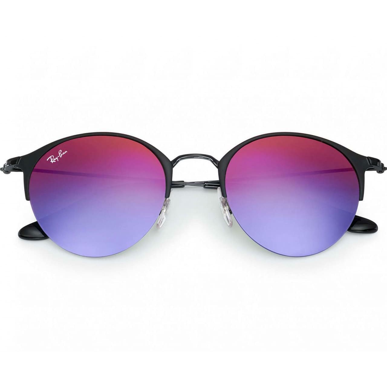 Ray-Ban RB3578 186/B1 Round Blue Violet Gradient Mirror Lens Black Frame Sunglasses 8053672771176