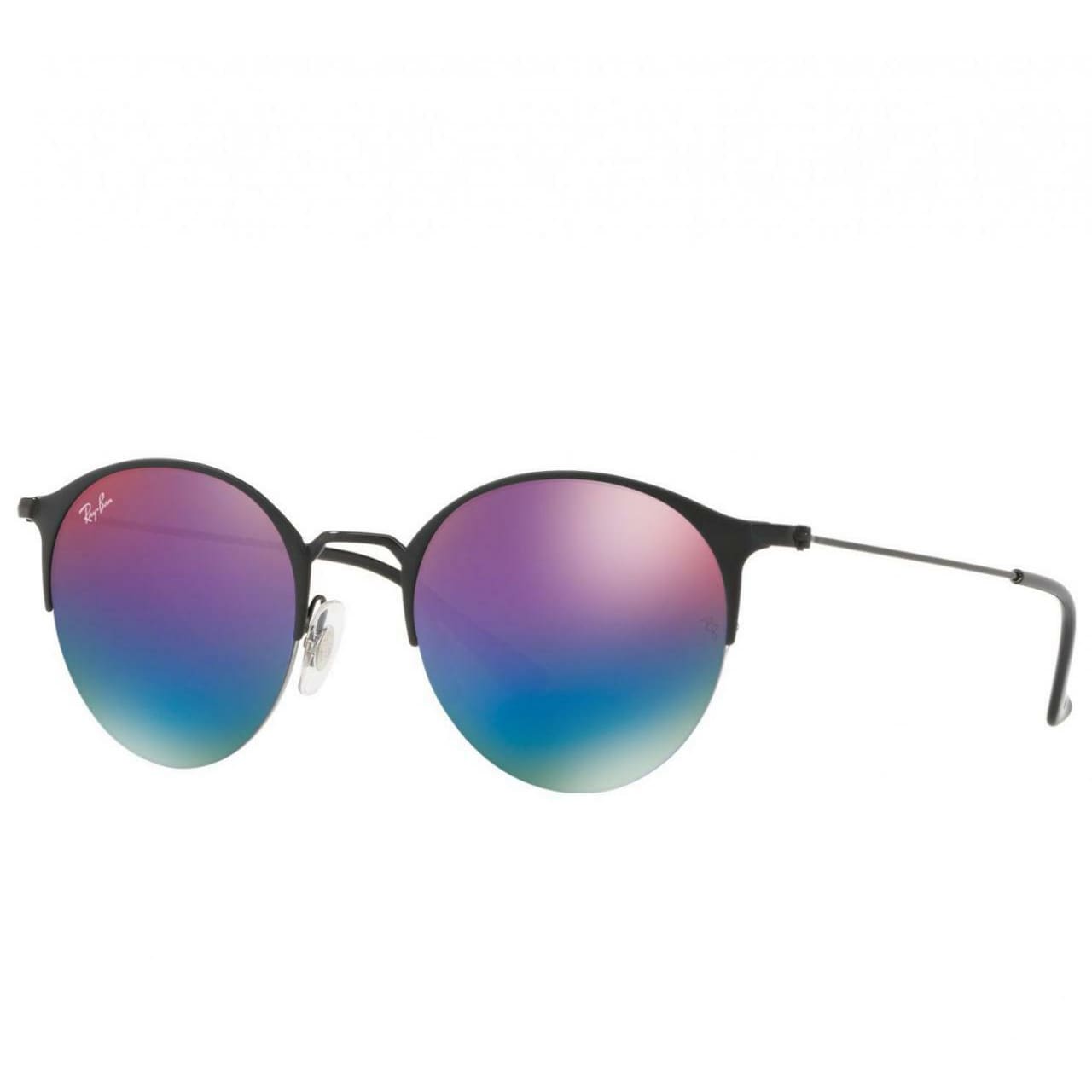Ray-Ban RB3578 186/B1 Round Blue Violet Gradient Mirror Lens Black Frame Sunglasses 8053672771176