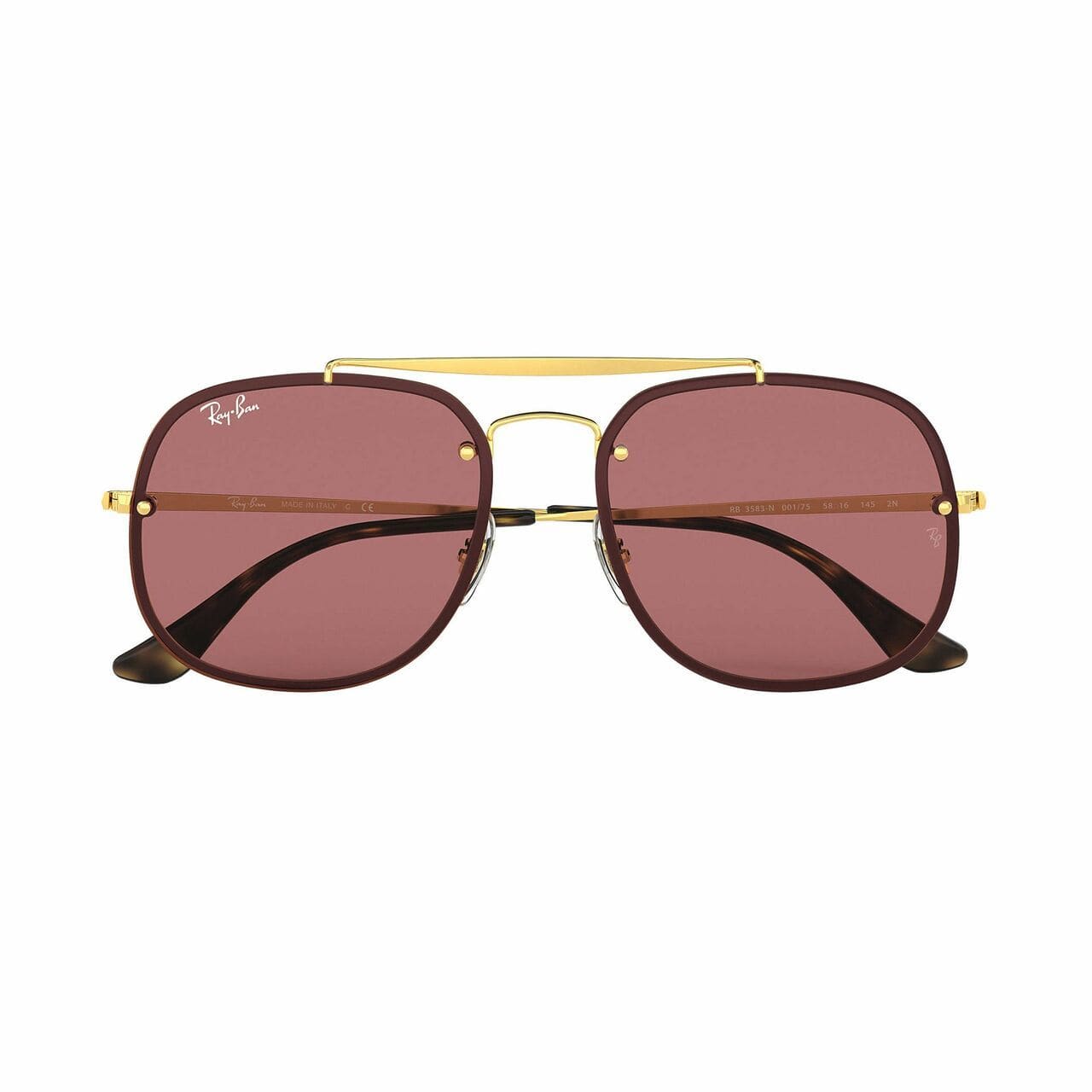 Ray-Ban RB3583N-001/75 Blaze General Gold Square Violet Classic Lens Steel Sunglasses 8056597081269