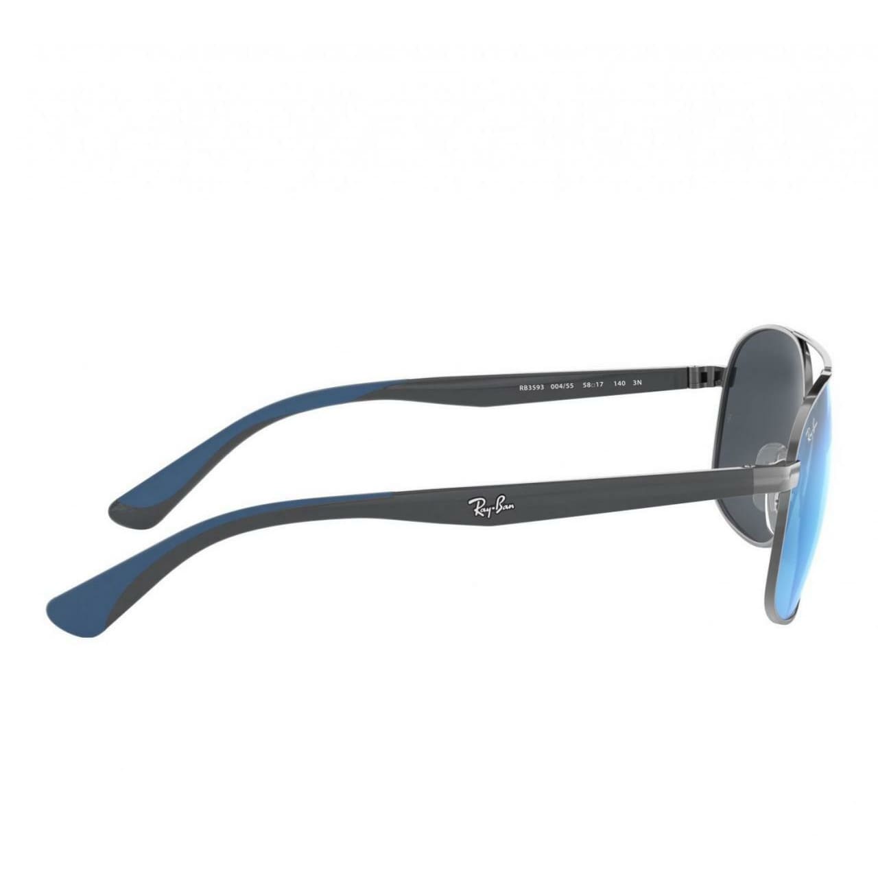 Ray-Ban RB3593-004/55 Gunmetal Grey Square Blue Mirror Lenses Metal Sunglasses Frames 8053672919851