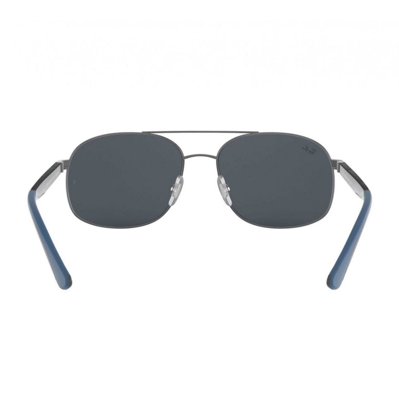 Ray-Ban RB3593-004/55 Gunmetal Grey Square Blue Mirror Lenses Metal Sunglasses Frames 8053672919851