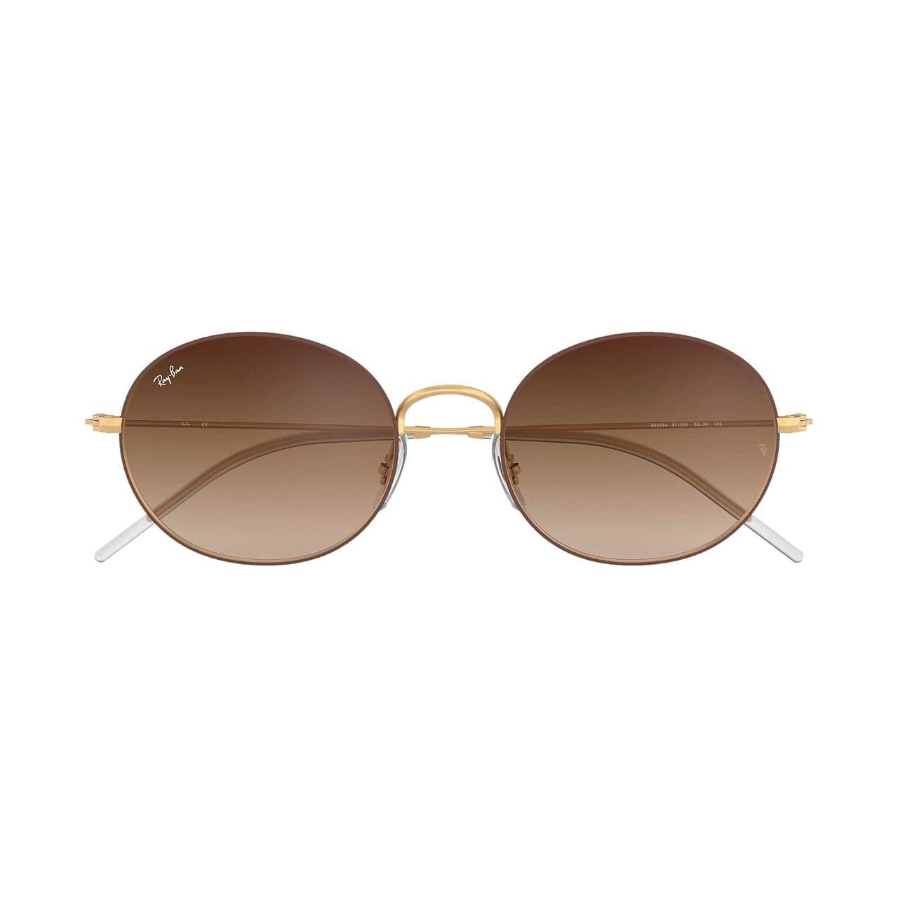 Ray-Ban RB3594-9115S0 Beat Brown Gold Round Brown Gradient Mirror Lens Sunglasses 8053672929072