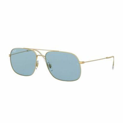 Ray-Ban RB3595-901380 Gold Square Light Blue Classic Lens 