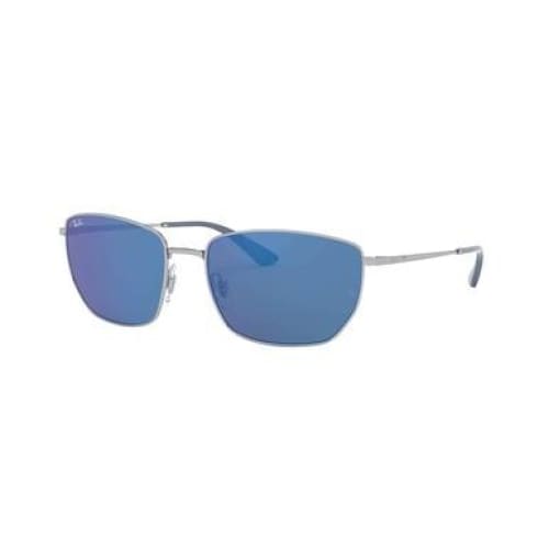 Ray-Ban RB3653-003/55 Silver Square Mirror Blue Lens Men’s 