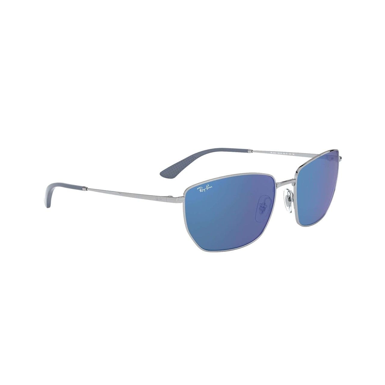 Ray-Ban RB3653-003/55 Silver Square Mirror Blue Lens Men's Metal Sunglasses 8056597122306