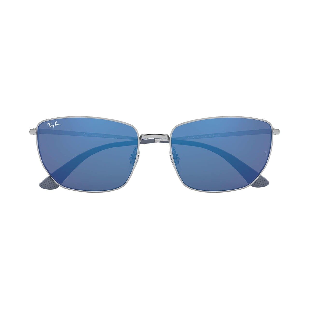 Ray-Ban RB3653-003/55 Silver Square Mirror Blue Lens Men's Metal Sunglasses 8056597122306