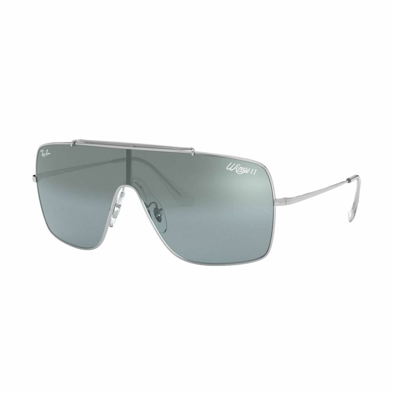 Ray-Ban RB3697-003/Y0 Wings II Silver Square Light Blue Silver Gradient Mirror Lens Sunglasses 8056597087117