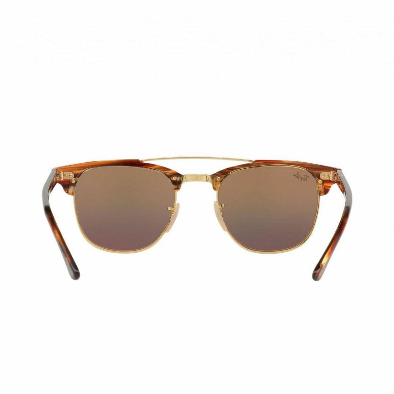 Ray-Ban RB3816-1237I1 Clubmaster Light Brown Browline Pink Gradient Mirror Lens Sunglasses 8053672851045