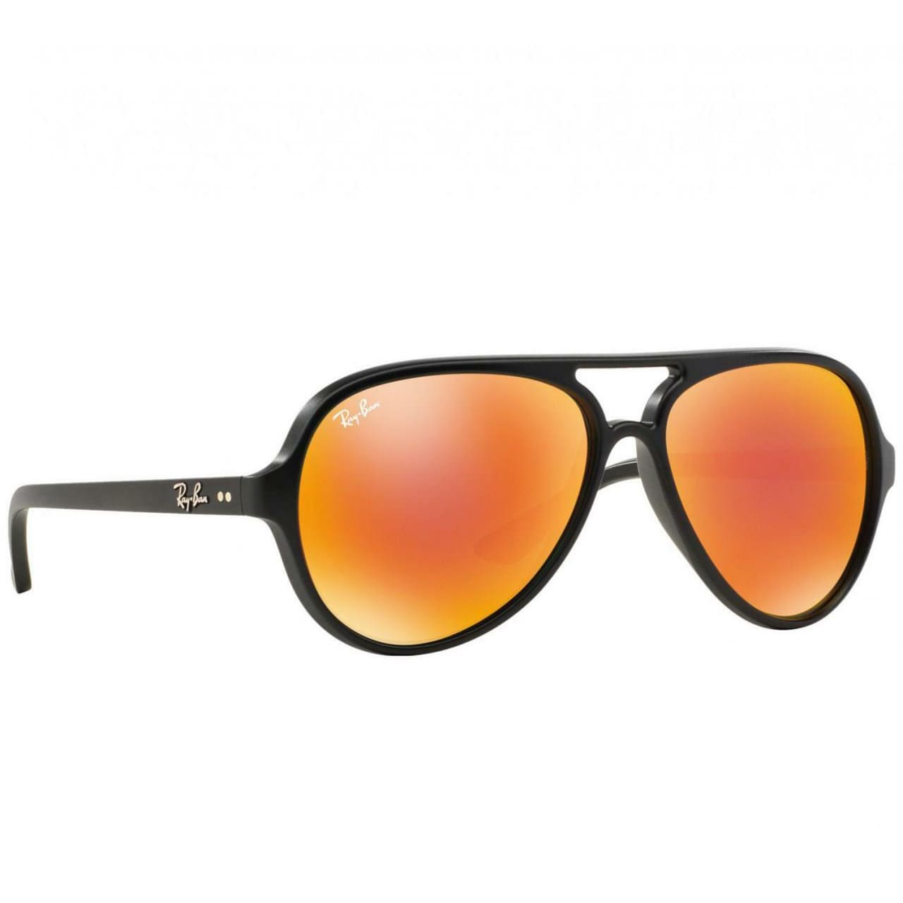 Ray-Ban RB4125 601S69 Cats 5000 Orange Flash Lenses Black Frame Pilot Sunglasses 8053672401639