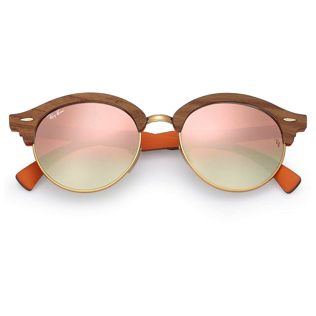 Ray-Ban RB4246M Clubround Wood Clubmaster Copper Gradient Flash Lens Sunglasses