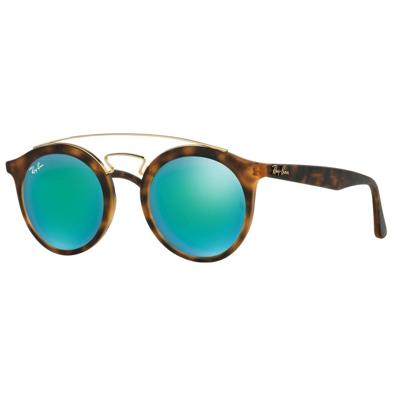 Ray-Ban RB4256 60923R Gatsby I Sunglasses Tortoise / Gold Frame With Green Mirror Lens 8053672584332