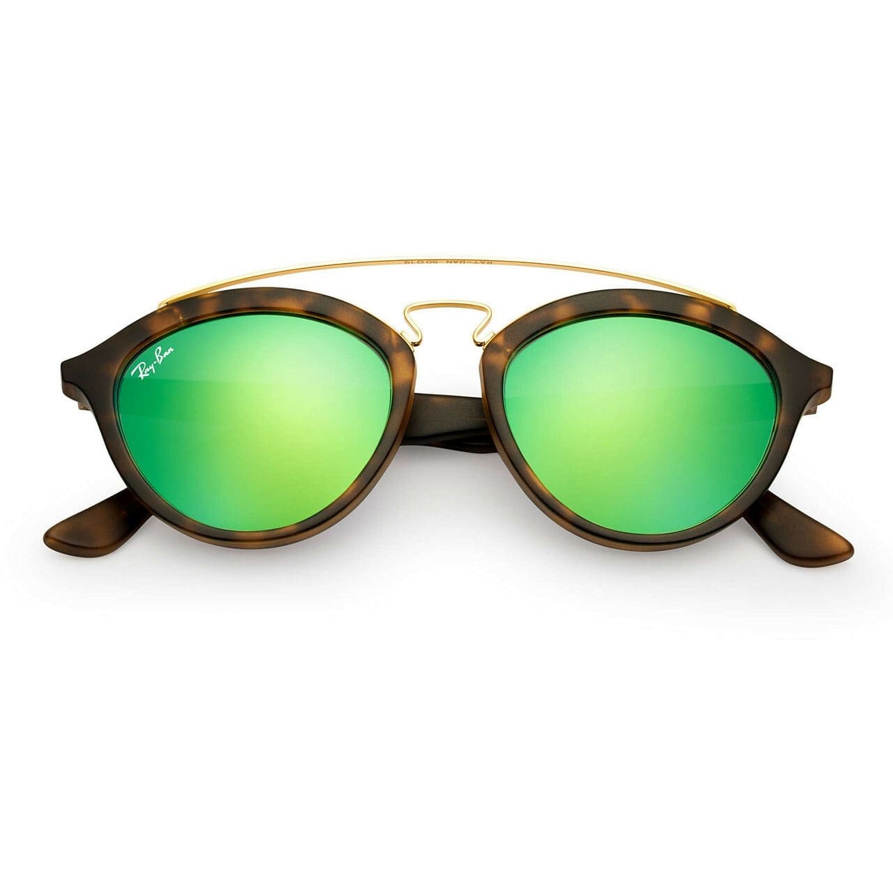 Ray-Ban RB4257 60923R Gatsby II Sunglasses Double Bridge Tortoise Frame and Green Mirror Round Lens 8053672615784